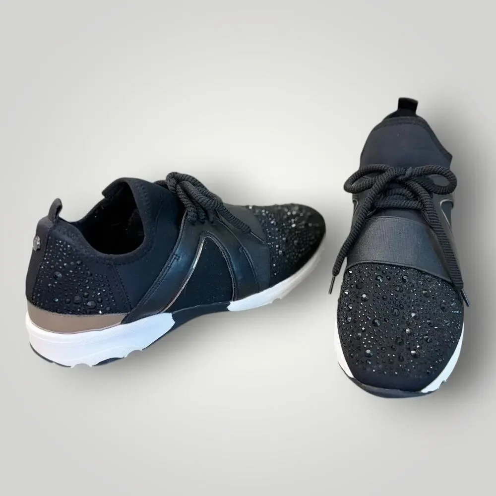 Carvela Lament Bling Black Fashion Sneaker Shoes US 10 EU 41 Rhinestone Studs